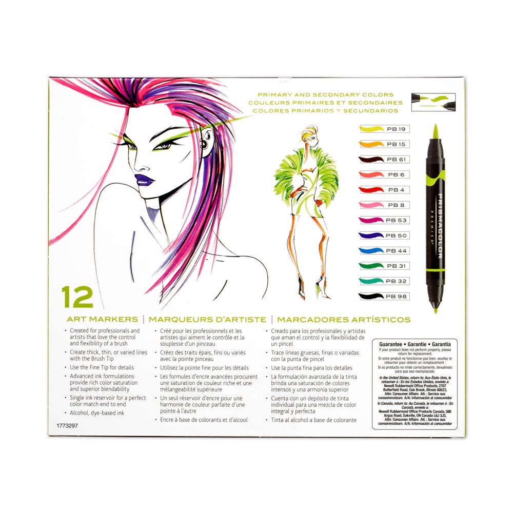 Fine and Brush Tip 12-Count Prismacolor 1773297 Premier Double-Ended Art Markers