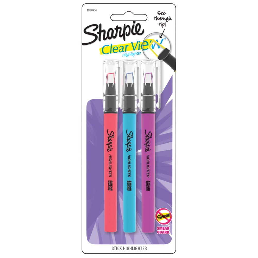 Sharpie Clear View Stick Highlighters, SeeThrough Chisel Tip Sharpie