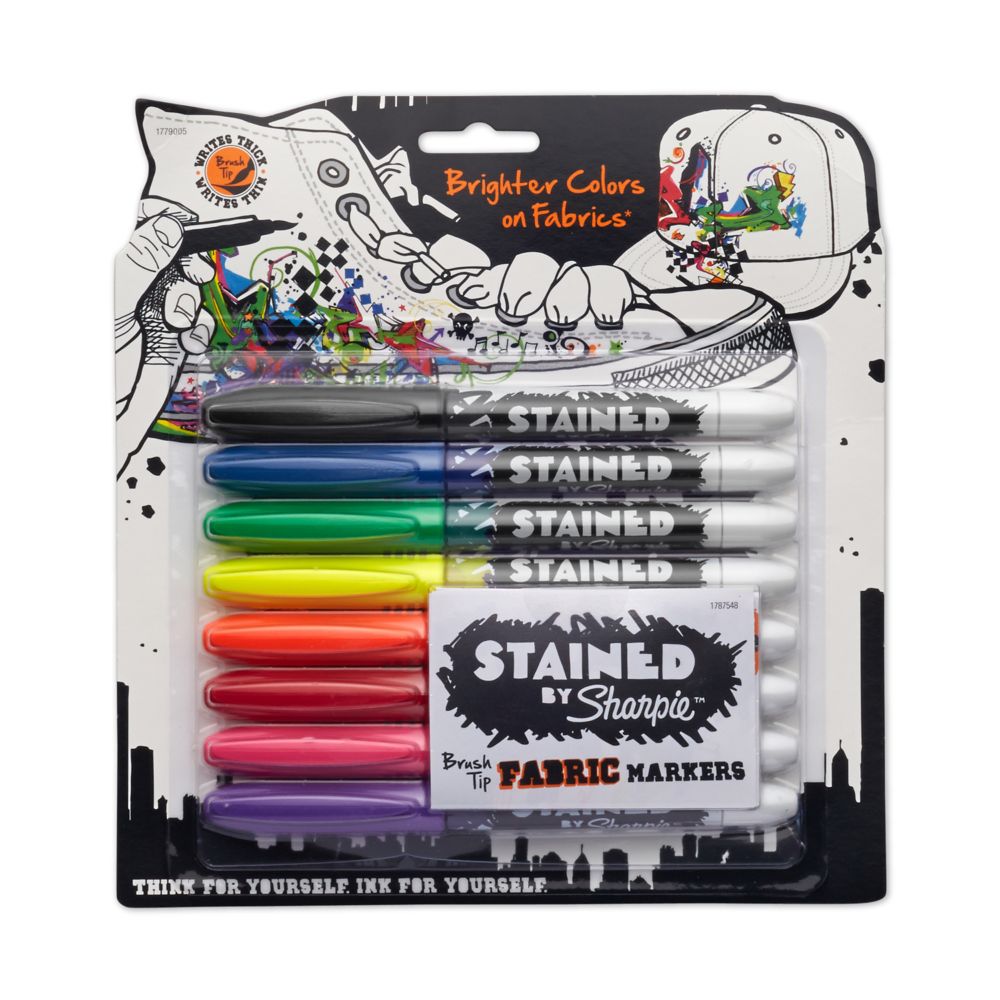 Brush Tip Assorted Colors Sharpie Stained Fabric Markers 