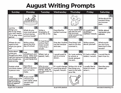 August Writing Prompts | Journal Prompts | Lakeshore®