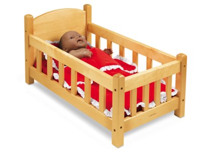 wooden dolls crib