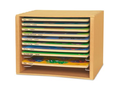 wooden puzzle storage