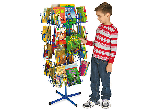 Tabletop Book Display, Library Storage Organizer with Adjustable Book Stop