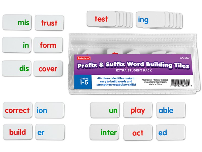 Prefix & Suffix Word Building Tiles at Lakeshore Learning