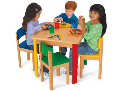 wooden play table and chairs