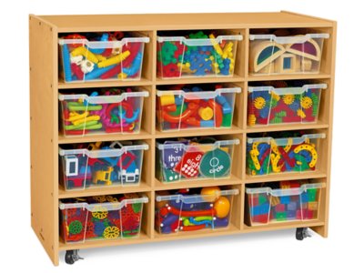 children's storage unit with bins