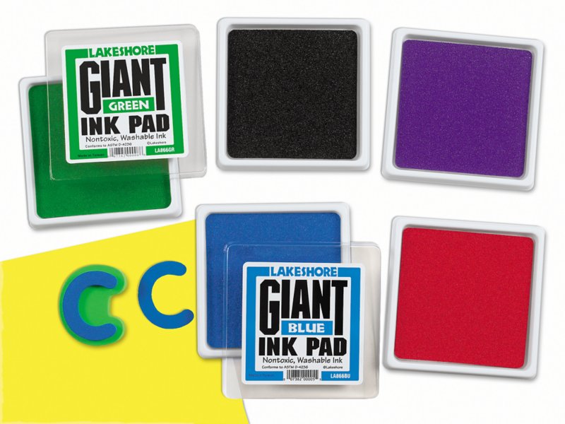 NEW” Giant Washable 6 Ink Pad 5 Colors Red Blue Green Purple Orange  Lakeshore