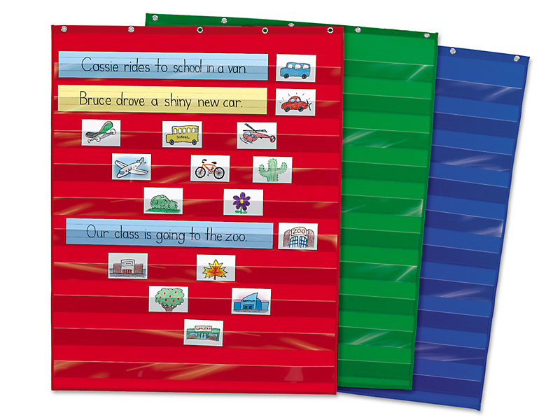 Red Classroom Pocket Chart by Happy Teacher 8 Pockets Teaching School Supplies 