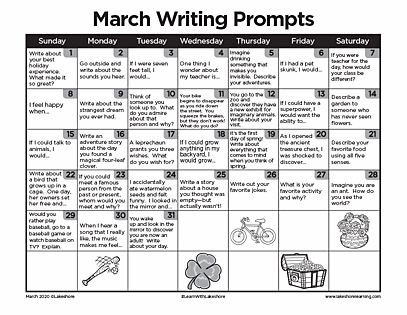 Monthly Writing Prompt Calendars | Journal Prompts | Lakeshore®