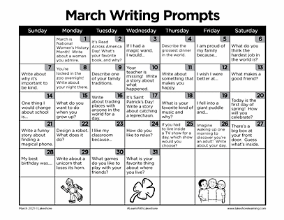 March Writing Prompts | Journal Prompts | Lakeshore®