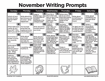 November Writing Prompts | Journal Prompts | Lakeshore®