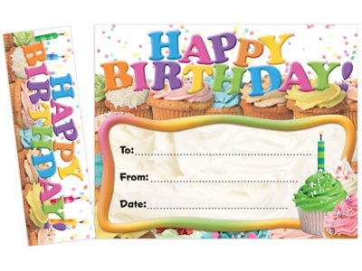Cupcake Bookmark Birthday Certificates at Lakeshore Learning for Free Printable Gift Certificates Birthday