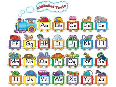 alphabet train bulletin board set at lakeshore learning