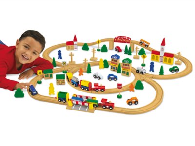 100 piece wooden train set