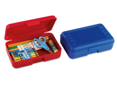 School Smart Plastic Pencil Box, Red, Set of 12