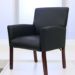 Black Vinyl Guest Chair w/ Mahogany Finish | OfficeChairs.com