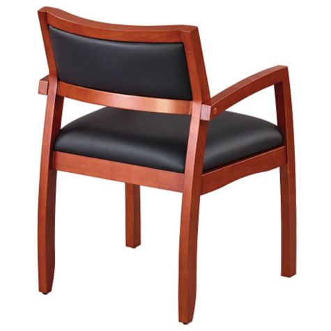 Expressions Half Back Faux Leather Wood Frame Chair | OfficeChairs.com