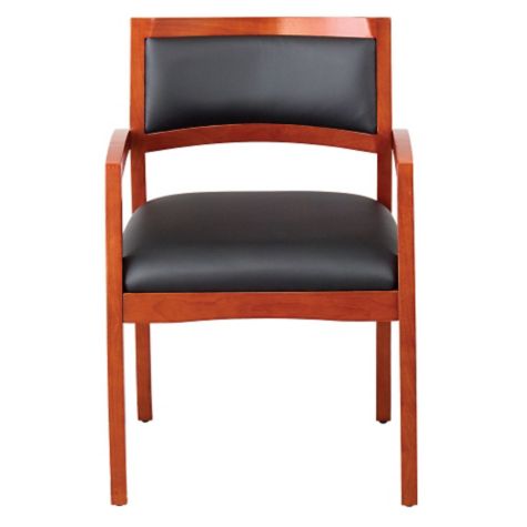 Expressions Half Back Faux Leather Wood Frame Chair | OfficeChairs.com