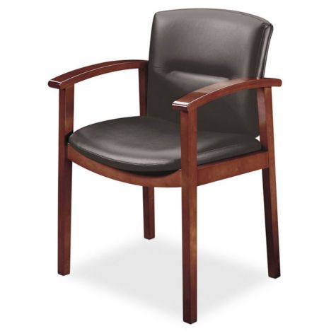 Wood Frame Leather Guest Chair w/Arms | OfficeChairs.com