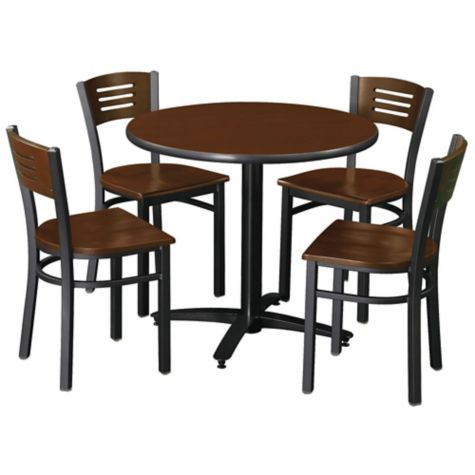 Break Room Table & Four Chairs - Café by KFI | OfficeFurniture.com