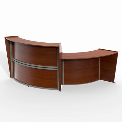 Curved Two Piece Ada Reception Station, How Deep Should A Reception Desk Be Placed