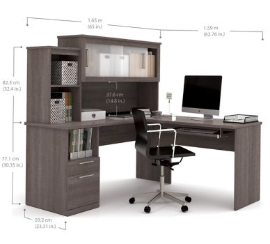 Sutton L Shaped Desk W Hutch 63 W By Bestar Officefurniture Com