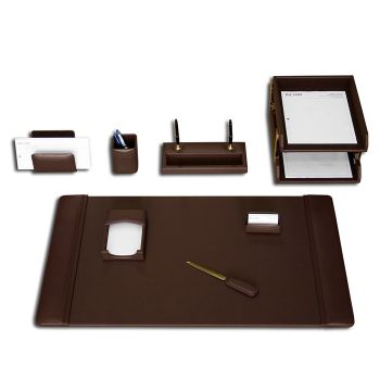 10 Piece Leather Desk Pad Set Dac, Leather Desk Set