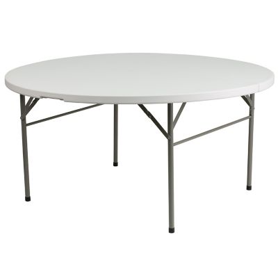 60 Inch Round Folding Utility Table White 
