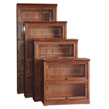 5 Shelf Mission Style Barrister, Mission Style Bookcase With Glass Doors
