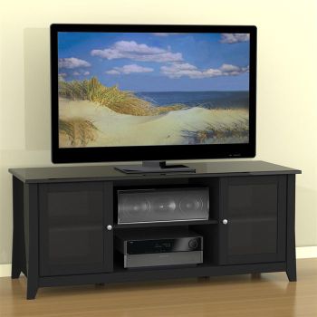 Tuxedo Black Tv Stand With Glass Doors