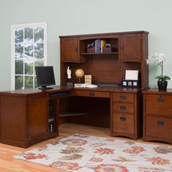 Mission Pasadena L Desk W Hutch Vertical File Officefurniture Com