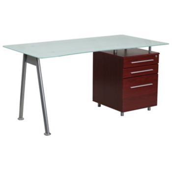 Three Drawer Glass Top Desk 8812311 Officefurniture Com