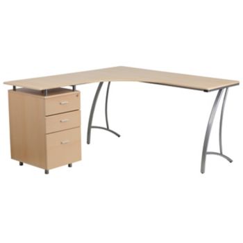 desk shaped shape furniture computer office drawer pedestal flash three desks wayfair