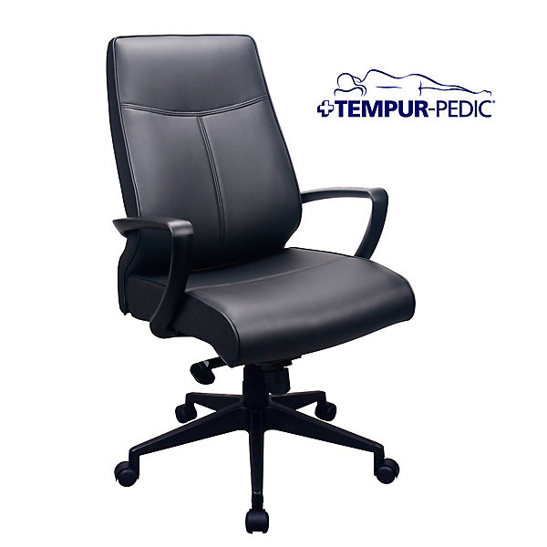 Silver and Black TP1001-BLK Tempur-Pedic TP1001 Bonded Leather Executive Chair 