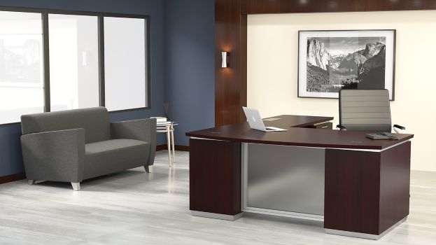 Bow Front L Shape Desk With Right Return 72w X 90d 8828078