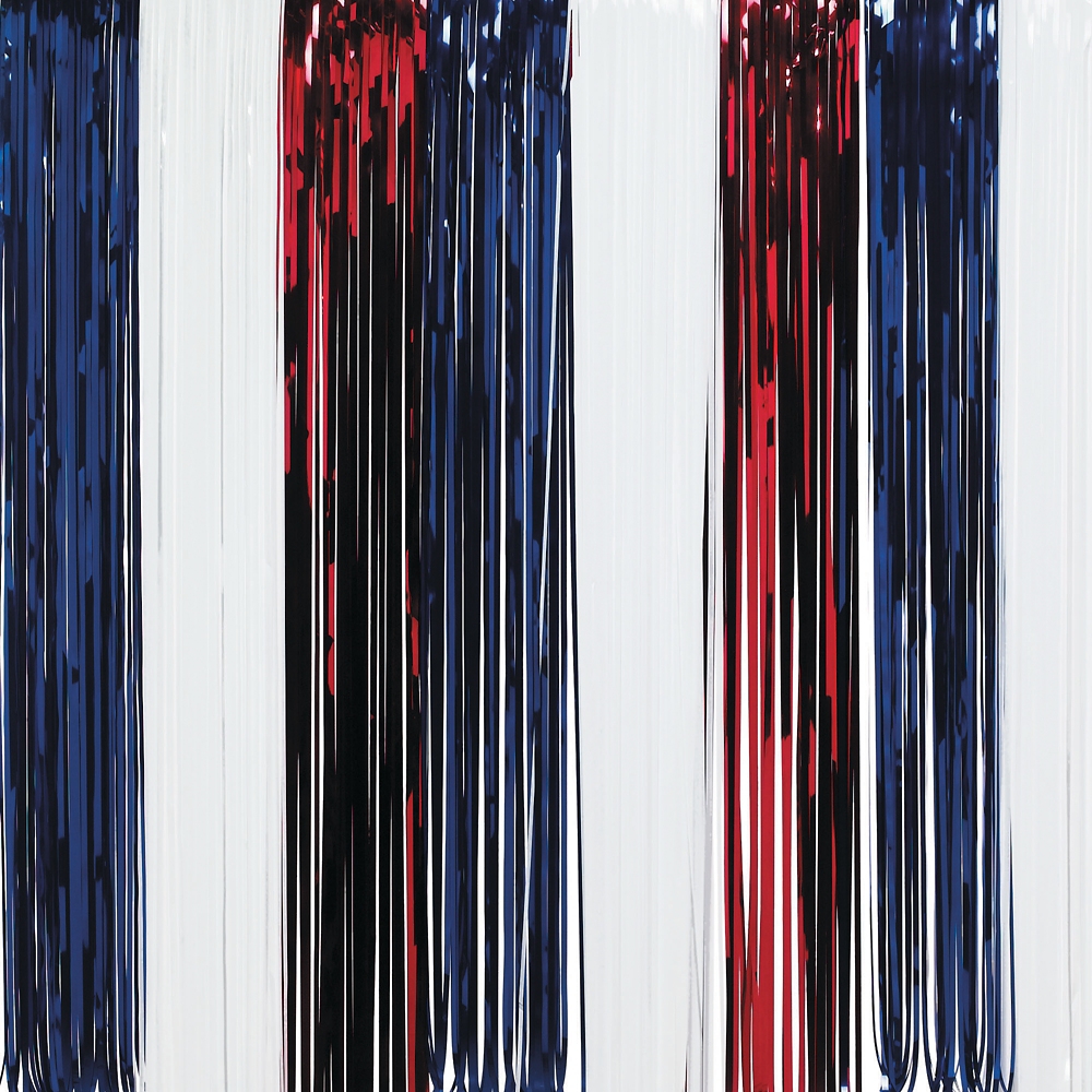 red, white & blue rain curtain swatch