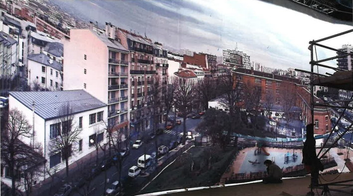 backdrop of street scene