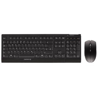 CHERRY, BLACK, WIRELESS KEYBOARD & MOUSE COMBO, 104+10 KEY US INTL LAYOUT, 6 BUTTON MOUSE WITH 1000/1600/2400 DPI