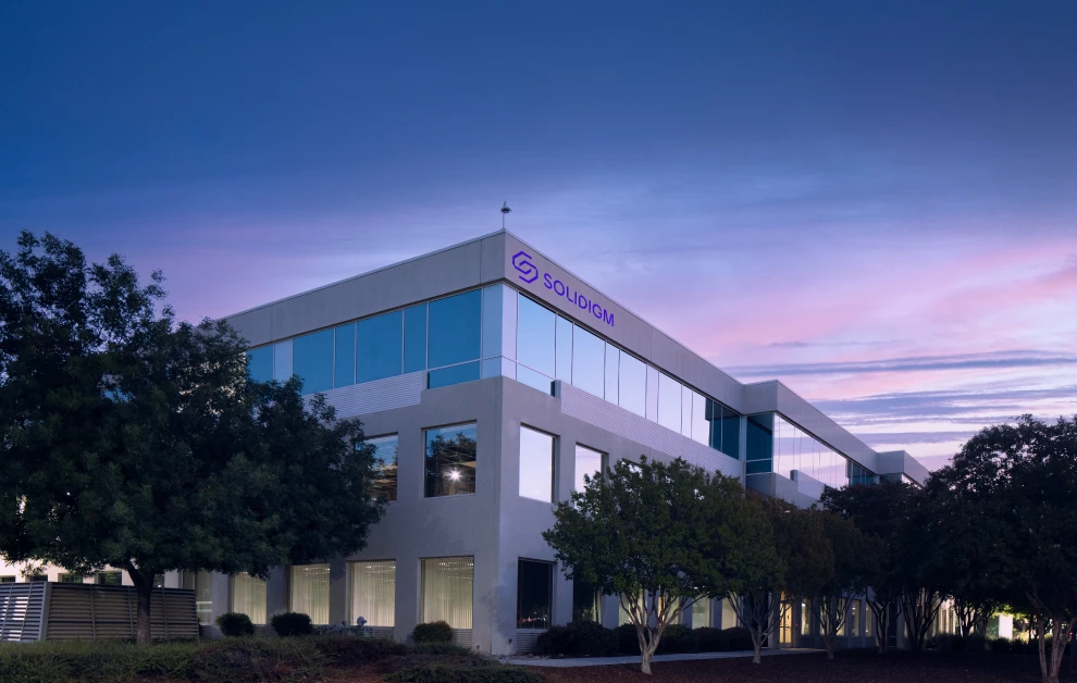 Solidigm headquarters building in setting sun