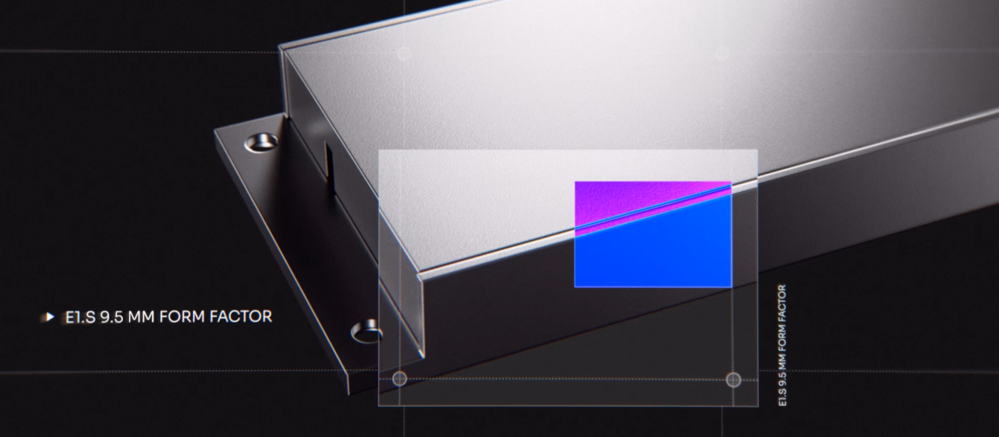 AIデータセンターにおけるダイレクト・トゥ・チップ（DTC）冷却用の、Solidigm D7-PS1010-E1-S-liquid-cooled-ssdフォームファクター。