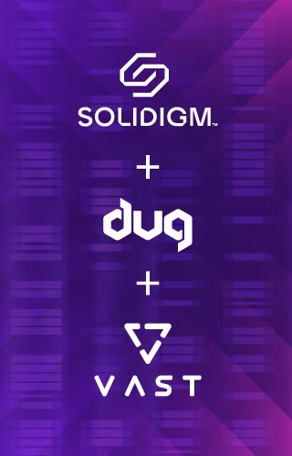 Solidigm, DUG, and VAST Data work together for AI high performance computing as a service.