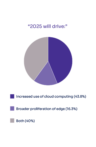 Pie chart of anticipated cloud computing and edge storage in 2025 