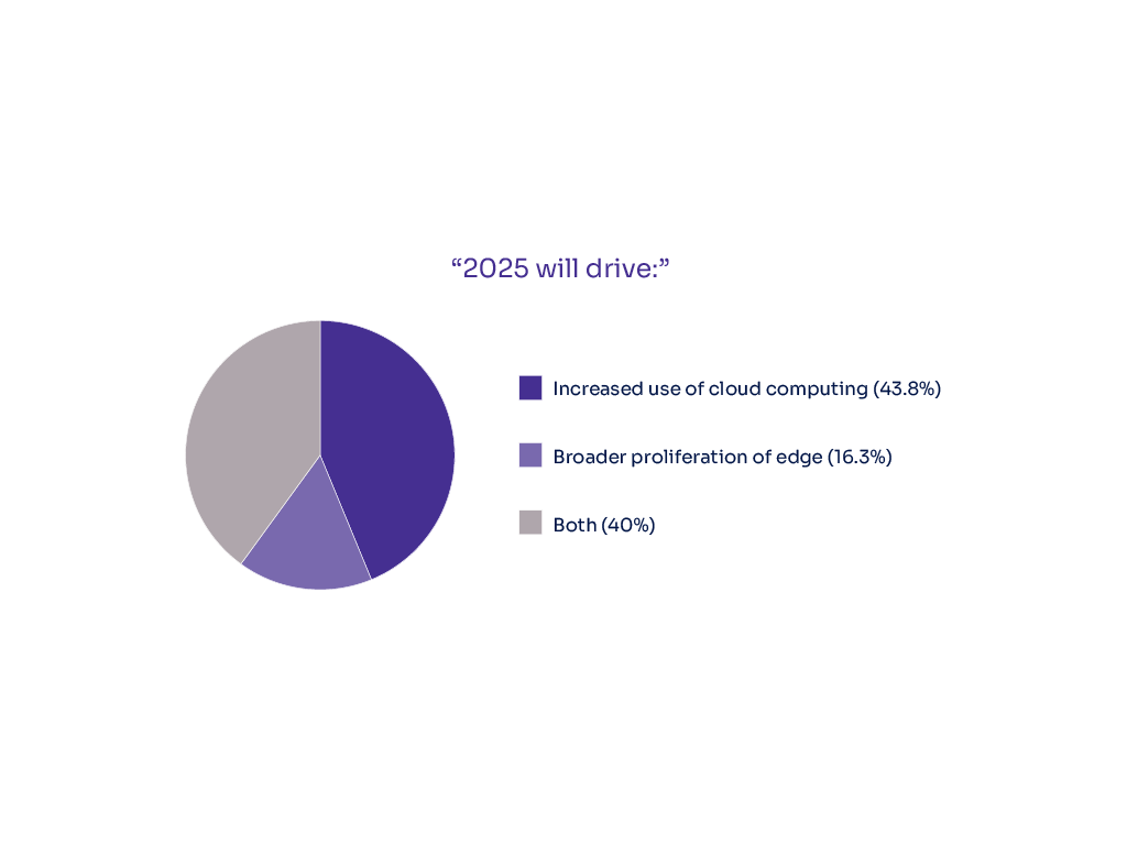 Pie chart of anticipated cloud computing and edge storage in 2025 