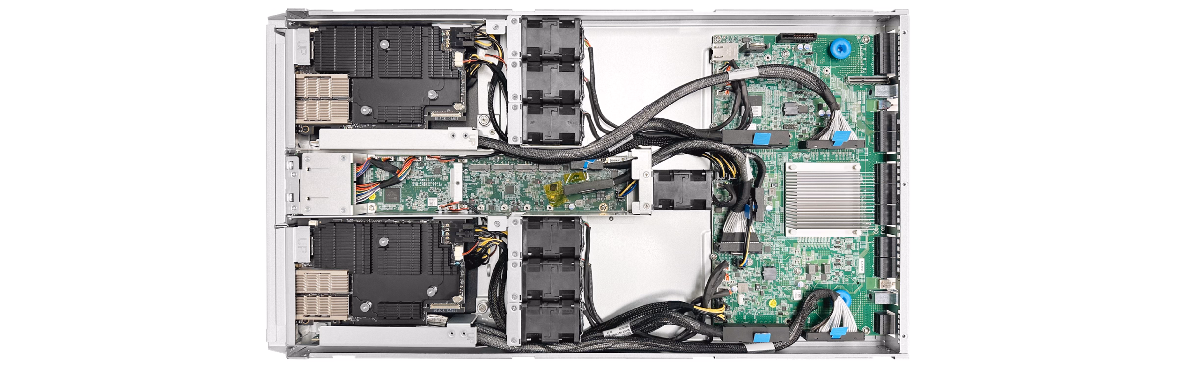Top view of AIC F2026 node with Solidigm D7-PS1010 SSDs