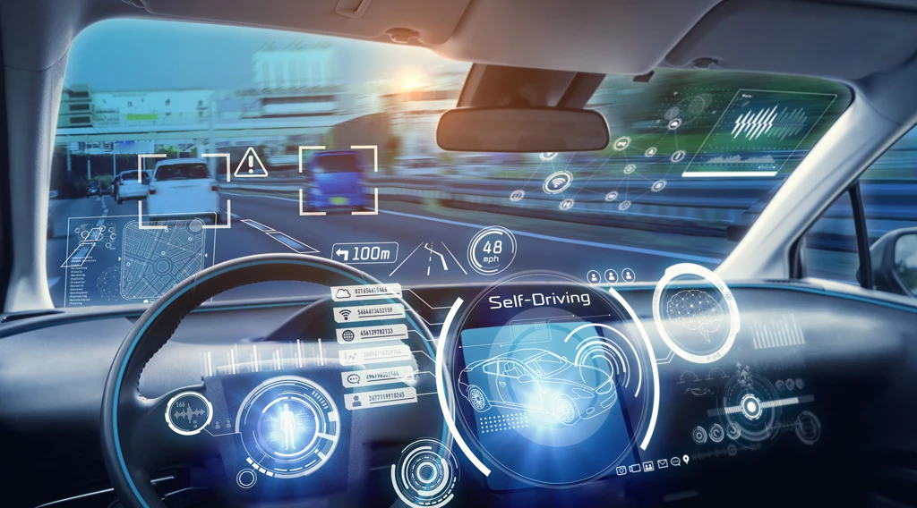 Graphic of autonomous vehicle dashboard with data that will be stored in Solidigm QLC SSDs