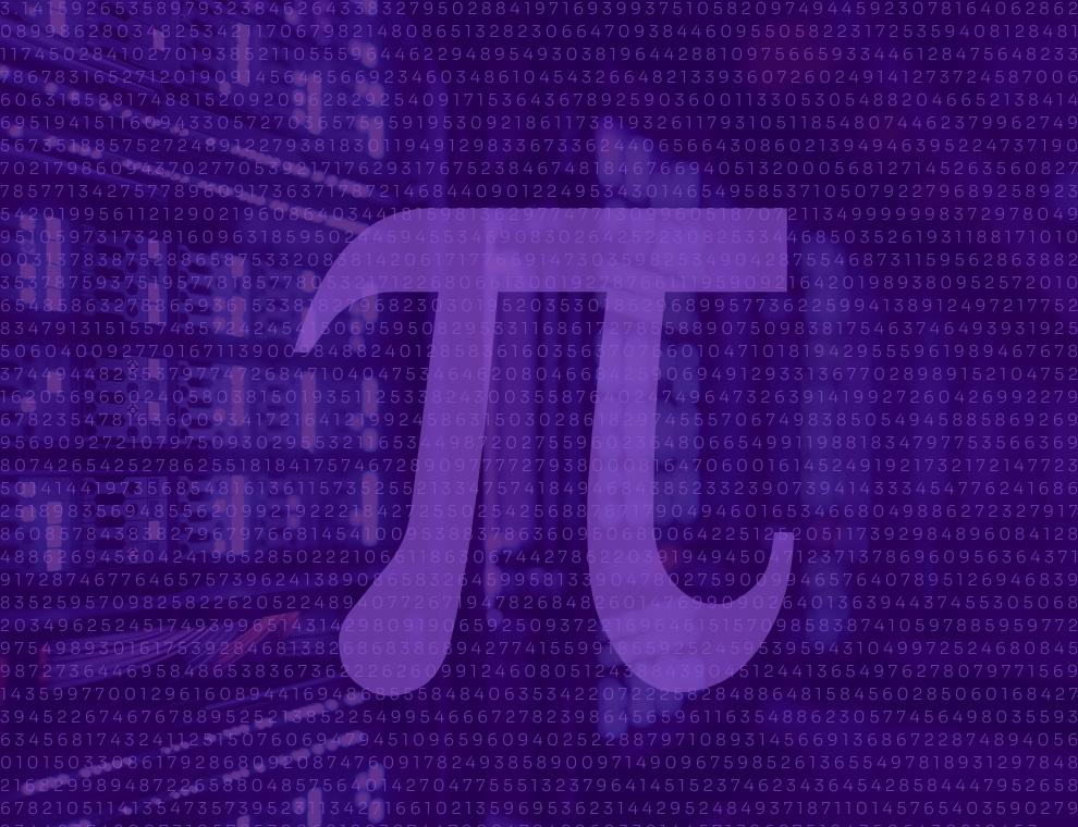 Pi symbol with graphics to depict world record Pi calculation 2023