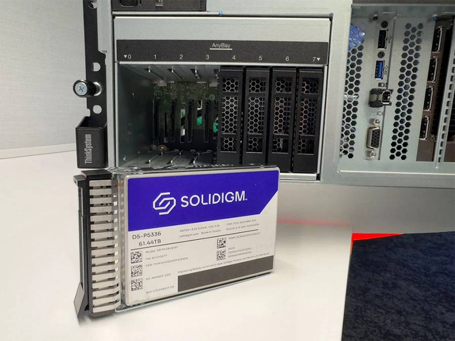 Solidigm D5-P5336 61.44TB as part of an AI data storage solution.