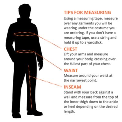 Men's Costume Sizing Chart Diagram