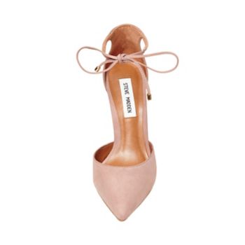 A girly ankle tie sweetly accents PAMPERD's seductive d'Orsay silhouette and tall block heel, while nubuck surfaces add richness. Slip into these stunners when you want to feel polished and feminine. Leather upper material Man-made lining Man-made sole 4.25 inch heel height