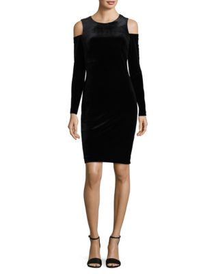 Calvin Klein Velvet Cold-Shoulder Dress ($90) ❤ liked on Polyvore ...